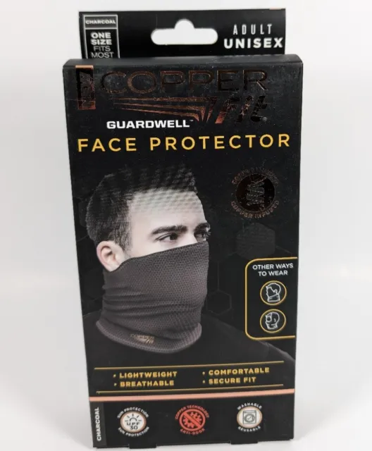 Copper Fit Face Protector Charcoal - Copper Infused, UPF 30, Moisture Wicking