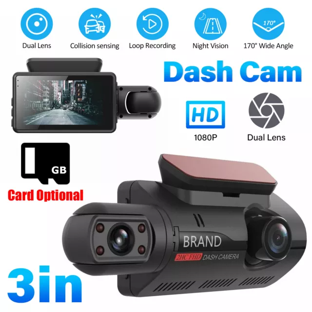1080P Dual Lens Car DVR Dash Cam Video Recorder G-Sensor Front Inside Camera HD