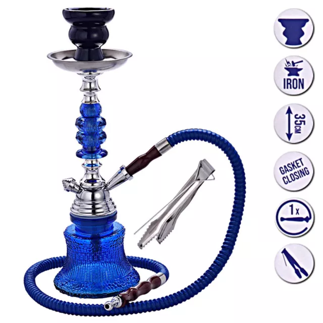 Wasserpfeife Shisha Nargile Set ca.35cm Orientalisch Hookah mit Schlauch blau