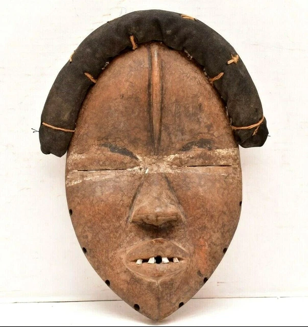 Antique Dan Deangle Mask with Metal Teeth Liberia African Art Hand carved Wood