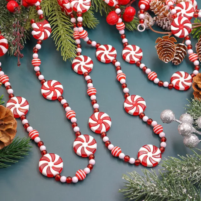 Candy Cane Sweets Red & White Garland Chain Bauble Christmas Tree Decoration uk
