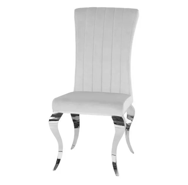 Stuhl Modern Barock Weiß Kunstleder Edelstahl Esszimmerstühle Polsterstuhl