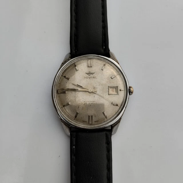 Vintage JOVIAL 69090 Automatic Date Off-White Dial Men's Wristwatch Swiss Vintage JOVIAL 69090 Automatic Date Off-White Dial Men's Wristwatch Swiss