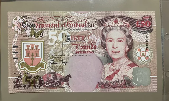 UNC Government Of Gibraltar £50 Fifty Pounds 1995 Churchill Banknote 
