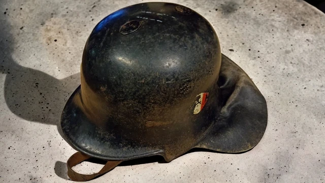 WW2 WK2 FFW FLP M34 Helm Stahlhelm Feuerwehr Feuerlöschpolizei Ca 50cm