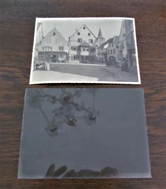 Turckheim Colmar um 1900  orig. antikes großes Glas - Negativ und Foto VINTAGE