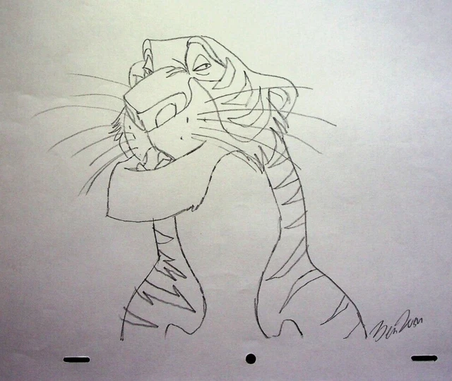 BEN RUSH  SIGNED Hand Drawn Character Shere Khan JUNGLE BOOK 1967 Pencil Art