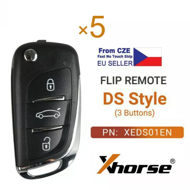 5pcs x Xhorse XEDS01EN Universal Super Flip Remote Car Key 3 Buttons For DS Type