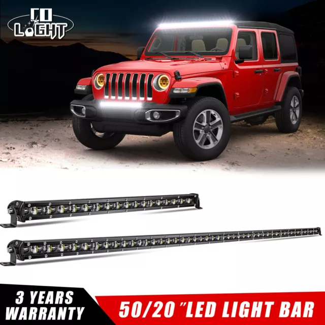 50'' inch LED Light Bar + 20'' Combo Kit for Jeep Wrangler JK TJ YJ CJ 4WD Truck