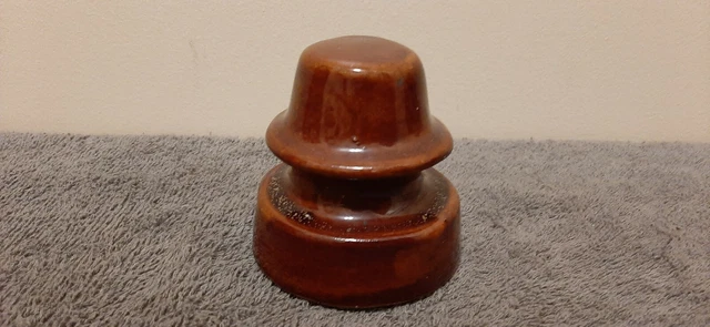 Vintage/Antique Ceramic Brown Electric Pole Insulator 3 1/2" Base