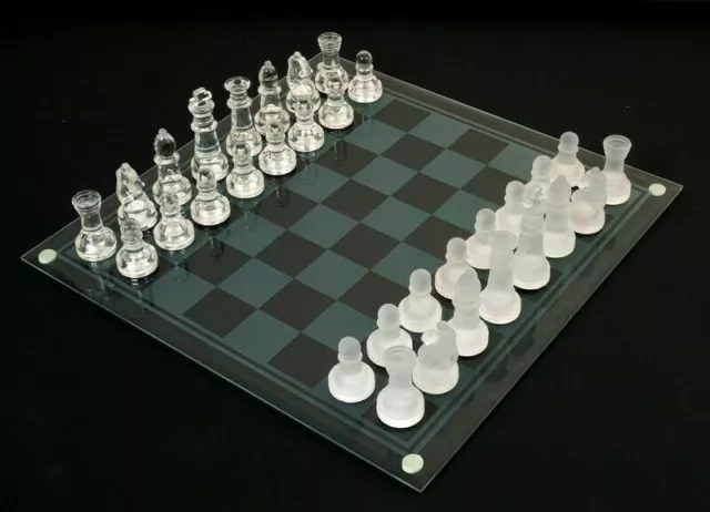 35*35cm/25*25cm Glass Chess Set Frosted Elegant Crystal AU STOCK 2