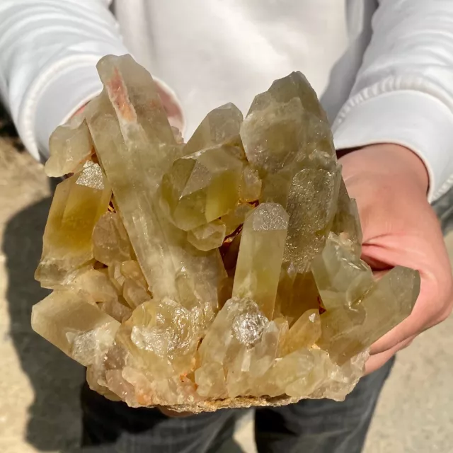 2.6LB New Find Yellow Phantom Quartz Crystal Cluster Mineral Specimen Healing