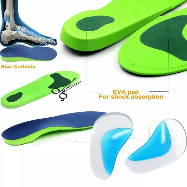 Memory Foam Unisex Orthopaedic Shoe Insoles Pads Arch Support Comfort Heel Gel