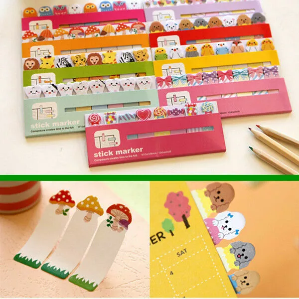 120 Pages Cute Animal Sticker Bookmark Marker Memo Index Tab Sticky Post Notes