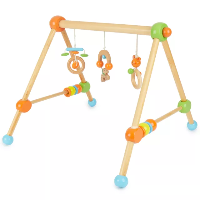 Spieltrapez Spielbogen für Babys -Figuren Rasseln Kugeln- Activity Baby Gym Holz