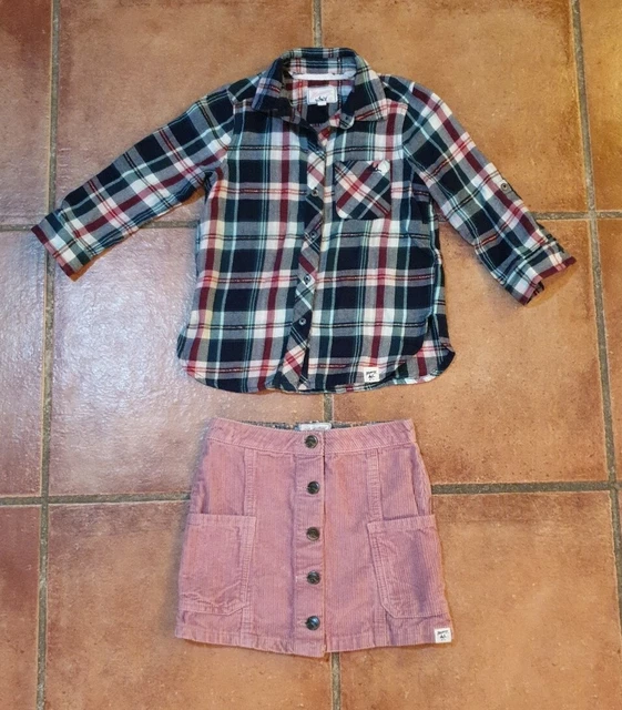 Gonna e camicia super carina manatary outfit - gonna con corda, camicia a quadri - età 4