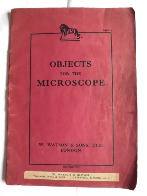 Microscope [ Catalogue ] Microscope Slide { W.WATSON } Objects for Microscope