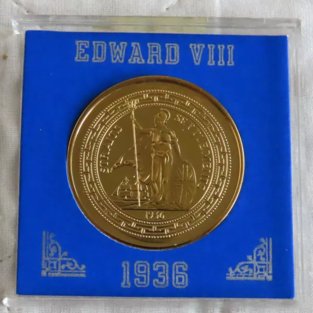 STRAITS SETTLEMENT 1936 EDWARD VIII BRONZE PROOF PATTERN MILLED EDGE CROWN cased