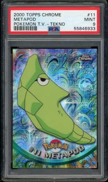 PSA 9 MINT TEKNO Metapod #11 (Topps Chrome Series 1) Holo Pokemon Card PSA 9 MINT TEKNO Metapod #11 (Topps Chrome Series 1) Holo Pokemon Card