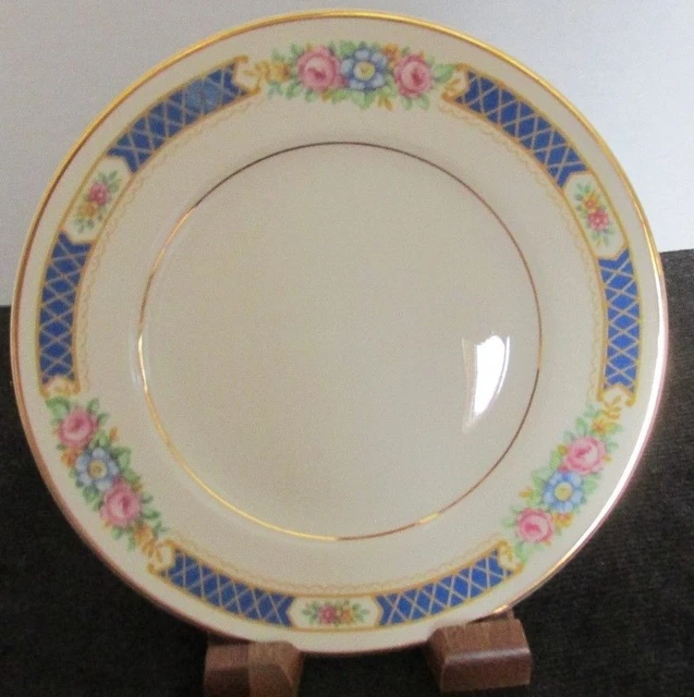Syracuse China Haddon Blue Band Flowers Old Ivory 6 1/4" Bread Plate (16 Avail)