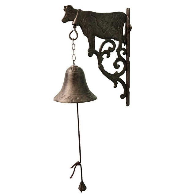 Rustic Cast Iron Wall Bell - Embossed Cow Design Farmhouse dÃƒÂ©cor