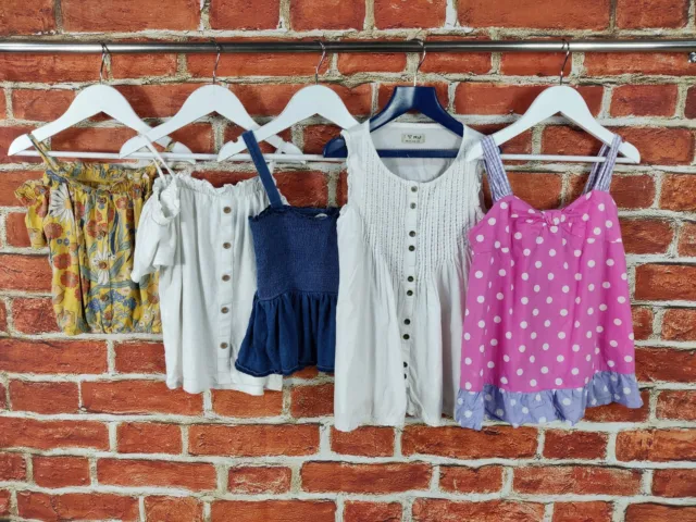 Girls Bundle Age 6-7 Years 100% Next Summer T-Shirt Tops Sleeveless Strap 122Cm