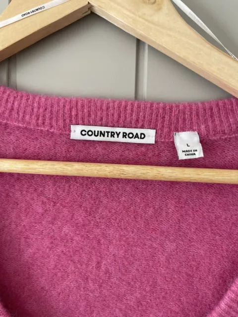 Country Road V Neck Knit Jumper Pink Size L Wool, Mohair And Nylon Blend . 2