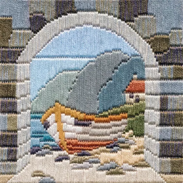 Bothy Threads counted Long Stitch Kit "Boat Thro Archway Silken ", 11x11cm, DWSL