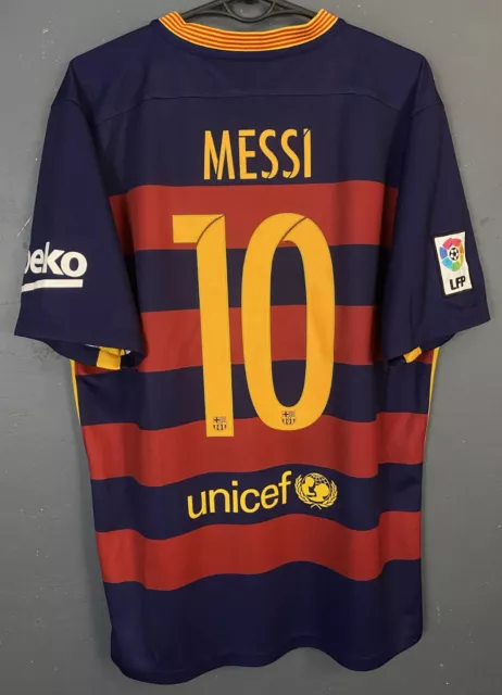 Men Fc Barcelona 2015/2016 Leo Messi Soccer Football Shirt Jersey Maillot Size L