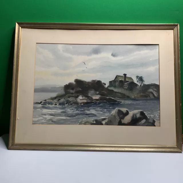 Vintage Original  Painting Signed Artist Harvey Noss Jr. Woods Hole 1964