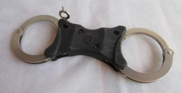 Vintage Fixed Handcuffs, Manacles, Hiatts, United Kingdom, With Key, Police