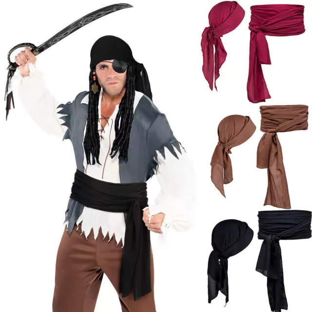 Abito da pirata adulto accessorio costume bandana vita fascia medievale 2 pz/set 2