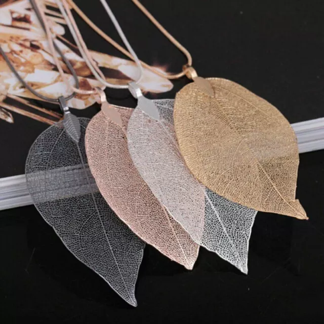 Long Leaves Women Leaf Gift Lady Sweater Jewelry Special Pendant Necklace Chain