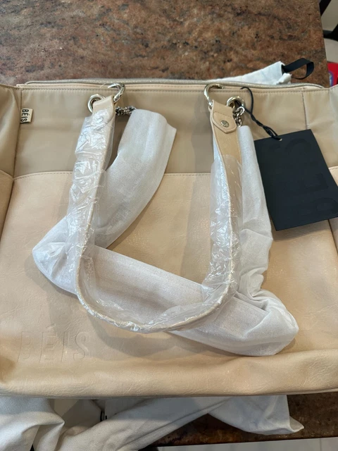 BEIS The Diaper Bag In Beige Baby Tote Expandable Laptop Adjustable Unisex