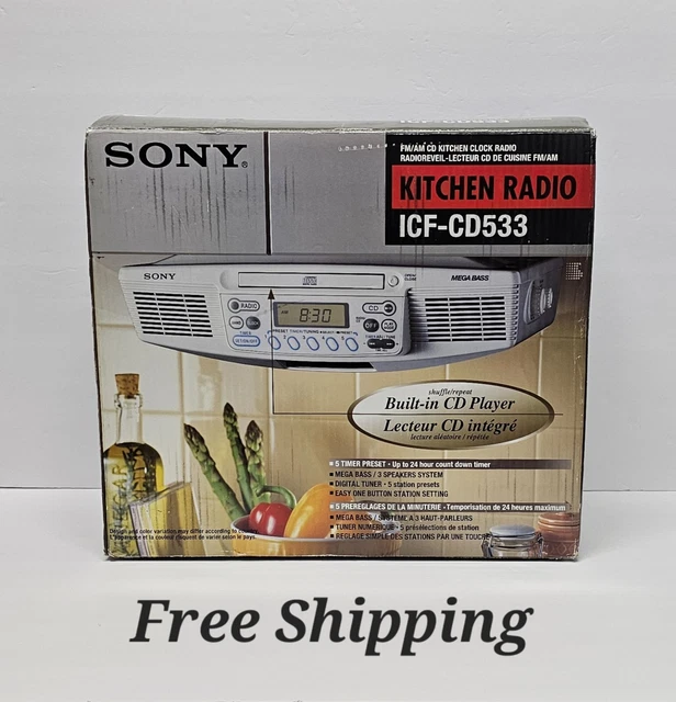 SONY ICFCD513 UNDER Kitchen Counter Clock Radio AM FM CD
