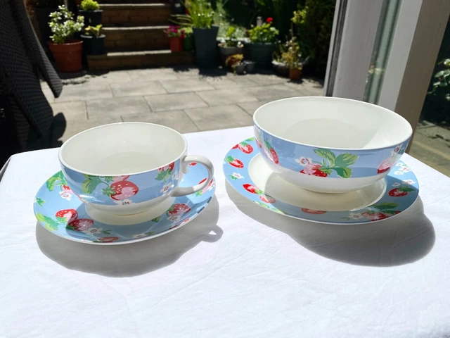 Cath Kidston Queens Fine Bone China Strawberry Breakfast Collection Cup Saucer