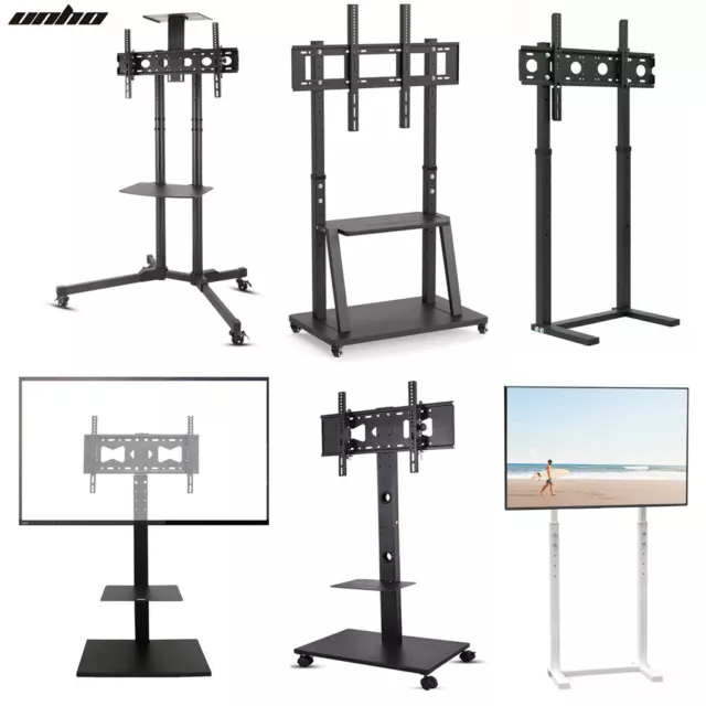 Universal Swivel Floor TV Stand Mobile TV Cart with Shelf for 32-100" LCD LED TV