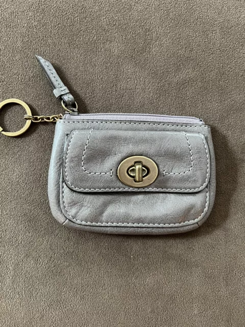 COACH Legacy Gray Card Case With Key Ring