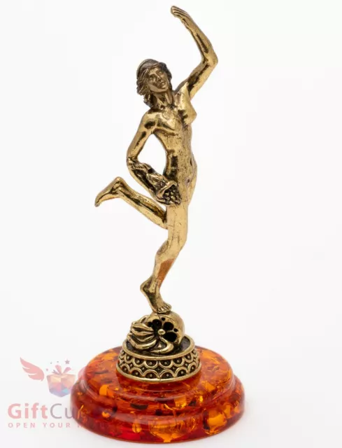 Solid Brass Amber Figurine of Goddess Fortuna Lady fortune & luck IronWork