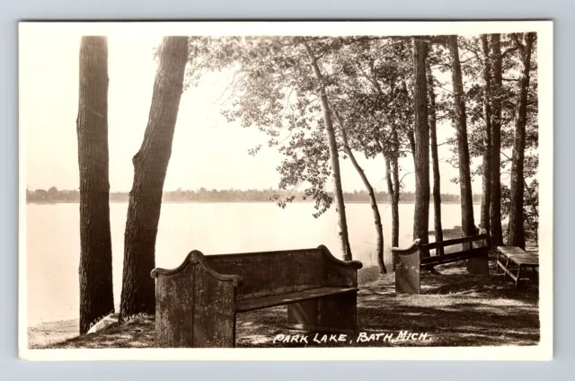 Bath MI-Michigan, RPPC Scenic Park Lake, Real Photo c1920 Vintage Postcard