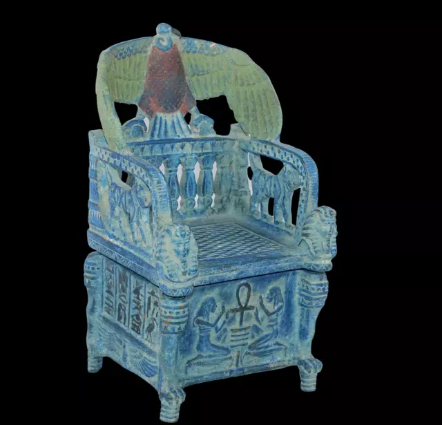 RARE ANCIENT EGYPTIAN ANTIQUE King Tut ankh amon Throne Jewelary Chair Box (B+)