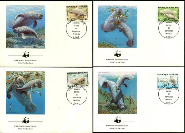 TOGO - 1984 WWF 'WEST AFRICAN MANATEE' Set of 4 First Day Cover [B2442]