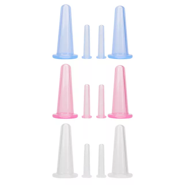 fr 4pcs Silicone Cupping Can Vacuum Face Massage Cup for Facial Leg Arm Relaxati