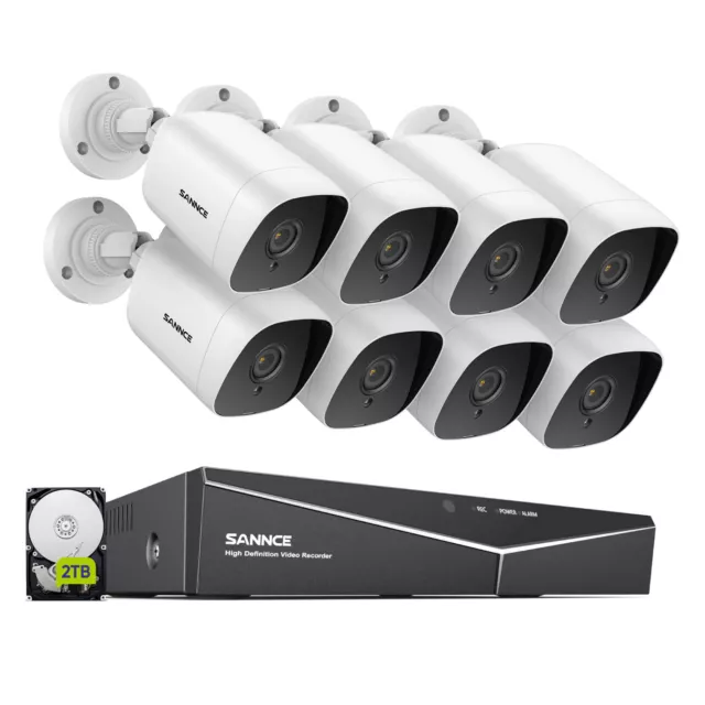 SANNCE 4CH 8CH 1080P Lite DVR 2MP Video CCTV Security Camera System EXIR Outdoor 2