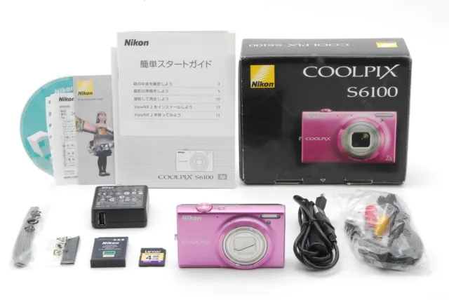 [TOP MINT in BOX] Nikon COOLPIX S6100 PINK Digital Camera 16.0MP 7x From JAPAN