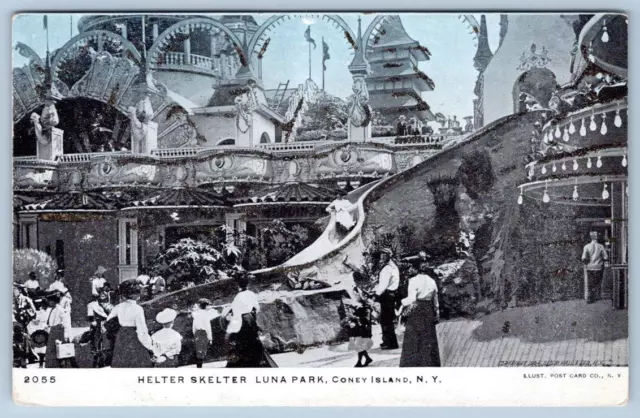 Pre-1906 HELTER SKELTER LUNA PARK CONEY ISLAND NEW YORK ILLUSTRATED POSTCARD CO