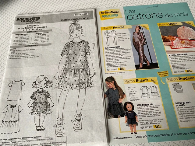 Patron Multi-tailles Modes Et Travaux - Femme, Fille, Poupée - Édition Janvier 1990