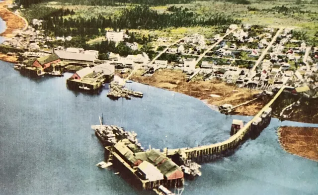 US Navy Photo Petersburg Alaska Postcard Aerial View c1930