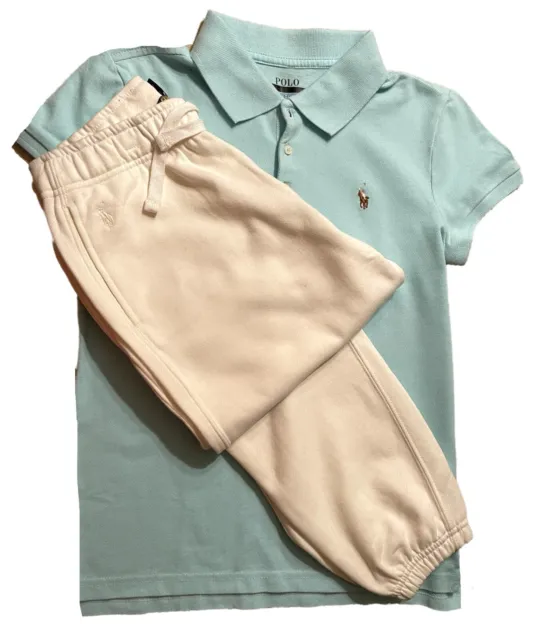 T-shirt polo ragazza Ralph Lauren set pantaloni jogger età 6