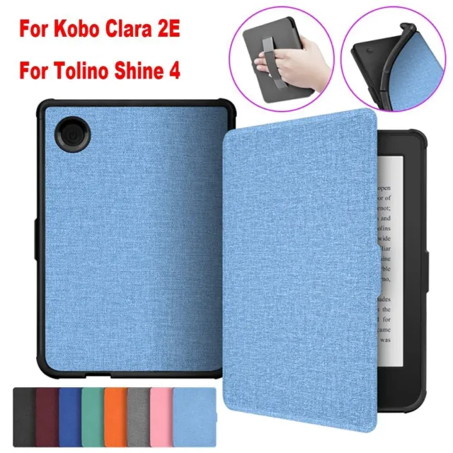kwmobile Cover Compatible with Kobo Clara 2E / Tolino Shine 4 - Case with  Strap + Stand - Rose Gold